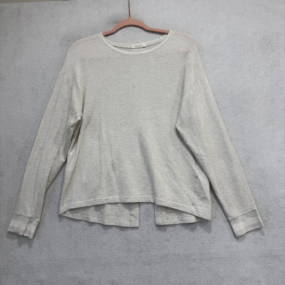 Rag & Bone Shirt Womens Small Beige Long Sleeve Split Back High Low Hem Top